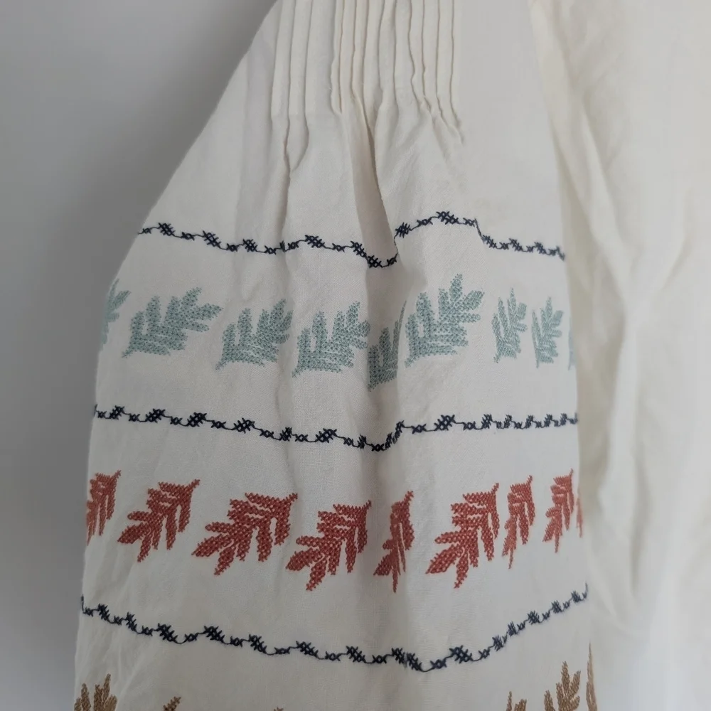Madewell Womens Shirt Small Ivory Peasant Cottage Embroidered Fall Thanksgiving
